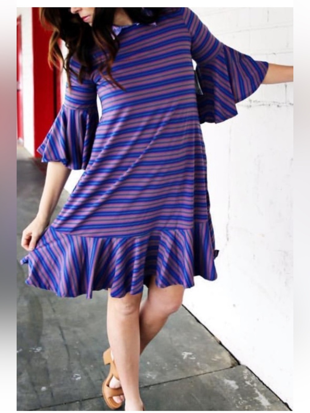LuLaRoe Striped Purple, Blue & Pink Top Size 12-14 Women’s NWT!